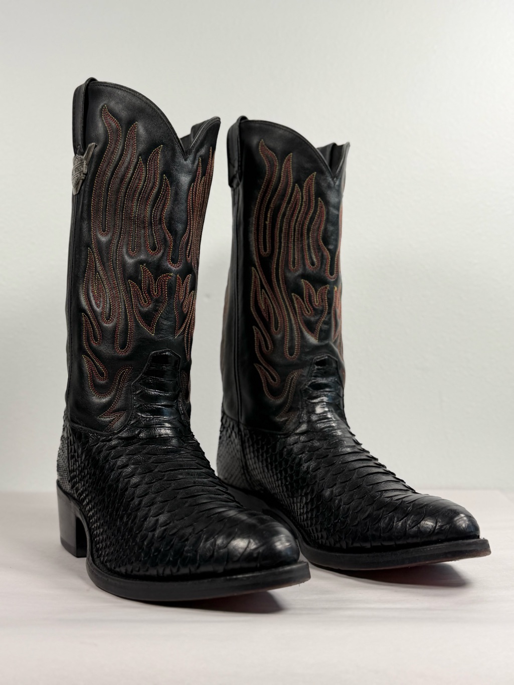 Men's Harley Davidson Limited Edition Cowboy Boots Size 11 M Snakeskin Flames